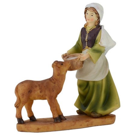 Woman who abbevera lamb in resin 15 cm