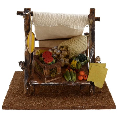 Tienda con puesto de frutas y verduras de 14,5x14,5x12 cm de