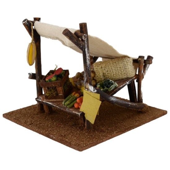 Tienda con puesto de frutas y verduras de 14,5x14,5x12 cm de
