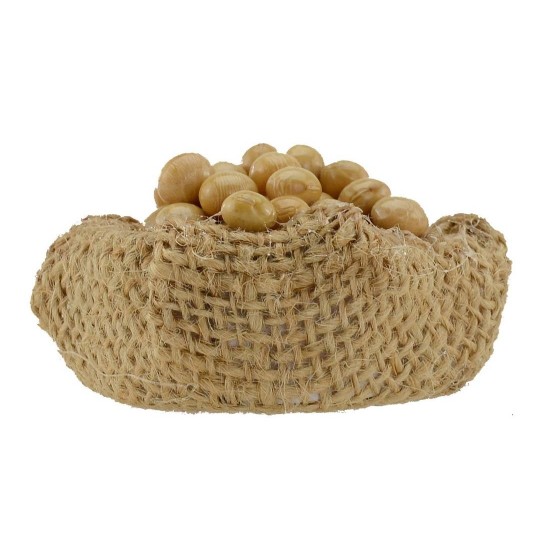 Cesta de yute con huevos de 4,5 cm - miniatura de belén