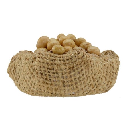 Basket jute with eggs cm 4,5 -miniature neapolitan nativity
