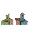 Set de 2 casitas coloridas para pesebre de 7x3,5x6,5 cm h
