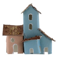Set de 2 casitas coloridas para pesebre de 7x3,5x6,5 cm h 2
