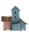 Set de 2 casitas coloridas para pesebre de 7x3,5x6,5 cm h