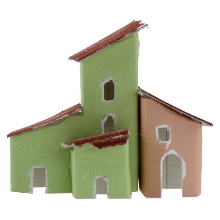 Set de 2 casitas coloridas para pesebre de 7x3,5x6,5 cm h