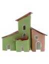 Set de 2 casitas coloridas para pesebre de 7x3,5x6,5 cm h