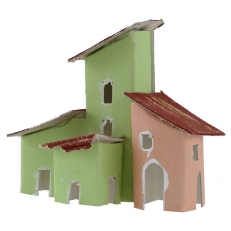 Set de 2 casitas coloridas para pesebre de 7x3,5x6,5 cm h