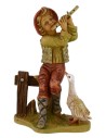 Niño sentado con flauta en pvc lux serie 12 cm