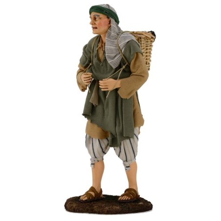 Hombre con cesta de uvas sobre los hombros 30 cm Pigini