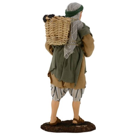 Man with grape basket on his shoulders 30 cm Pigini