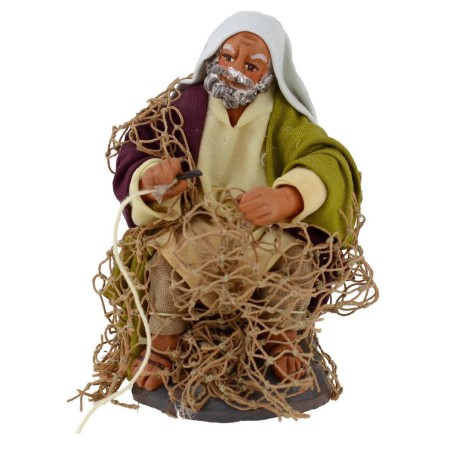 Pescador sentado con red serie 10 cm Mundo