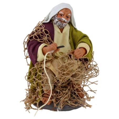 Fisherman sitting with series network 10 cm