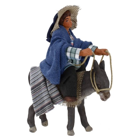 Pastor montado en burro 10 cm Mundo Belenes