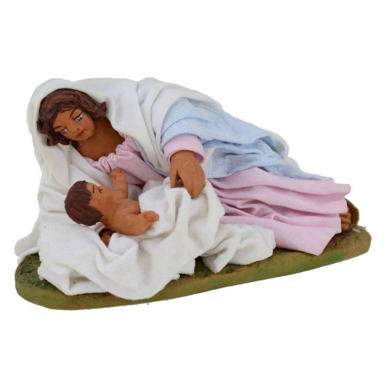 Natividad con Madonna y Niño acostados 10 cm Mundo Belenes