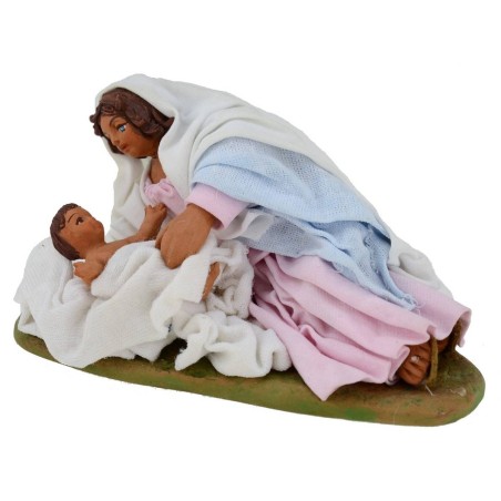 Natività con Madonna e Bambinello coricati serie 10 cm
