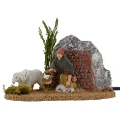 Pastor and sheep with double movement series 10 cm Landi