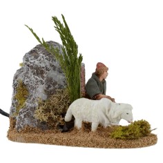 Pastor and sheep with double movement series 10 cm Landi 2