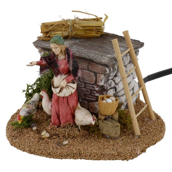 Peasant and hen with double movement series 10 cm Landi presepe