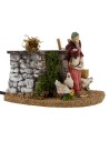 Campesina y gallina con doble movimiento serie 10 cm Landi belén