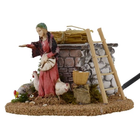 Peasant and hen with double movement series 10 cm Landi presepe