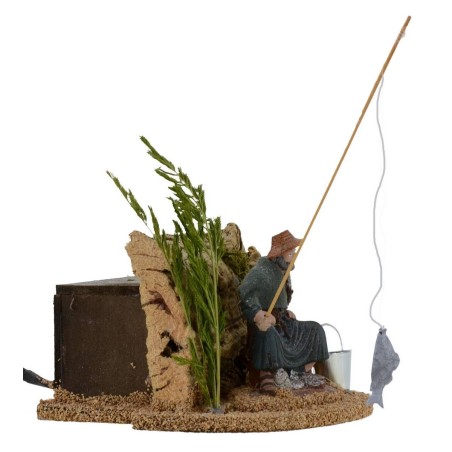 Pescatore seduto in movimento 10 cm Oliver presepe Mondo Presepi