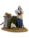 Peasant and hen double movement 12 cm Landi presepe