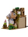 Contadina con galline 10 cm statua in movimento per presepe