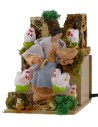 Campesina con gallinas 10 cm estatua en movimiento para belén