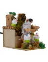 Contadina con galline 10 cm statua in movimento per presepe