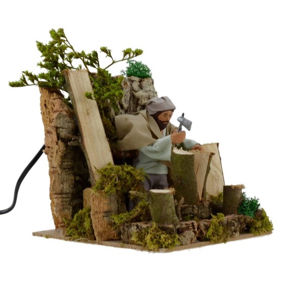 Boscaiolo con accetta 14 cm in movimento Mondo Presepi