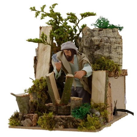 Boscaiolo con accetta 14 cm in movimento Mondo Presepi