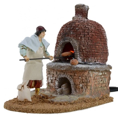 Fornaio in movimento 12 cm Landi con fuoco Mondo Presepi
