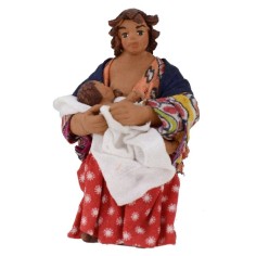 Donna seduta che allatta serie 10 cm Mondo Presepi