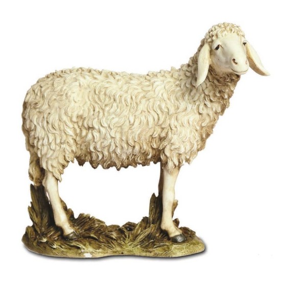 Oveja con cabeza alta en resina Landi Moranduzzo para estatuas