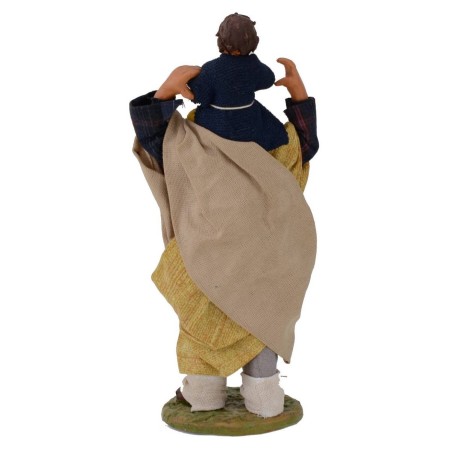 Uomo con bambino sulle spalle 12 cm Mondo Presepi