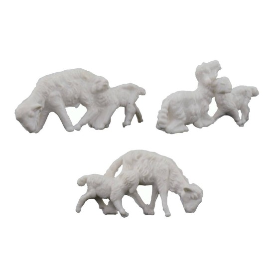 Conjunto de 3 ovejas con corderito para estatuas de 5-6 cm de