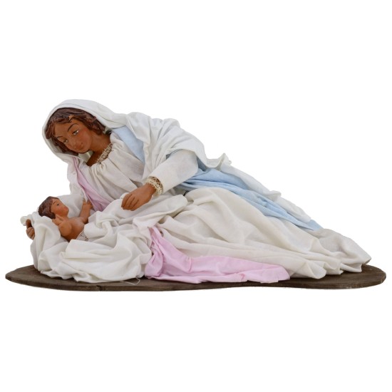 Natività in terracotta con Madonna sdraiata 30 cm Mondo Presepi
