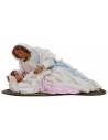 Nativity in terracotta with Madonna lying down 30 cm