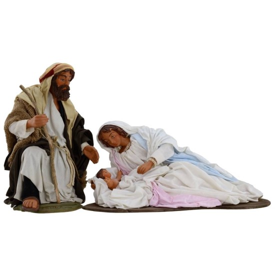 Natività in terracotta con Madonna sdraiata 30 cm Mondo Presepi