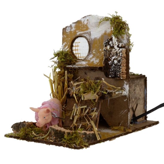 Porcile with pork in motion and sound at touch cm 13,5x20x17 h