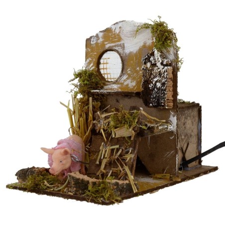 Porcile with pork in motion and sound at touch cm 13,5x20x17 h