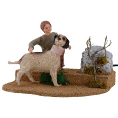 Niño que acaricia al perro serie 30 cm doble movimiento