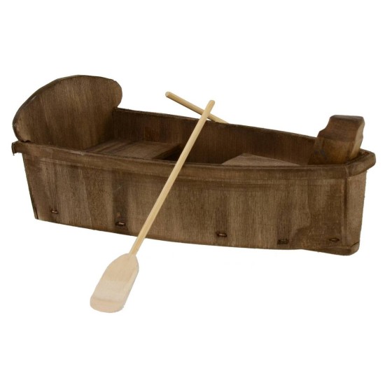 Barca de madera con remos cm 34X17,5X9,7 h Mundo