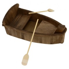 Barca de madera con remos cm 34X17,5X9,7 h Mundo 2
