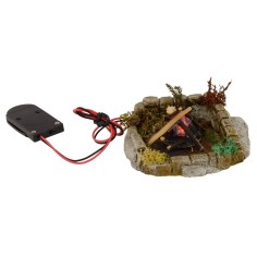 Bivouac con fuego led llama parpadeante a pilas para belén cm