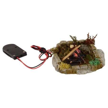 Bivacco con fuoco led fiamma tremolante a batterie per presepe
