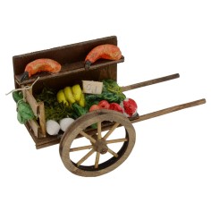Cart with fruit and vegetables for presepe cm 7x14x8, 3 h 2