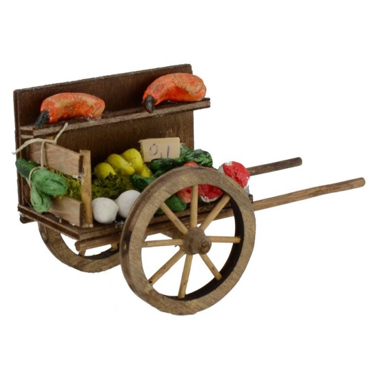 Cart with fruit and vegetables for presepe cm 7x14x8, 3 h