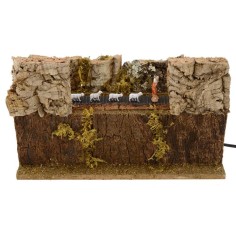 Pastores Landi con ovejas al pasto en movimiento para belén.