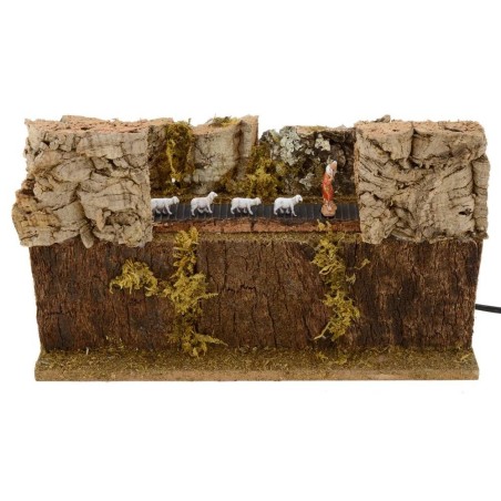 Pastori Landi con pecore al pascolo in movimento per presepe